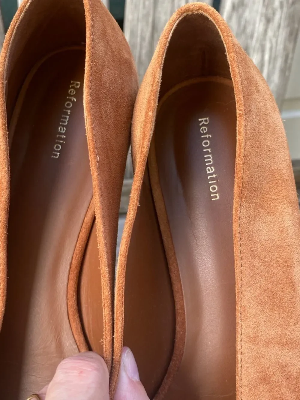 Reformation Suede Flats in Rust Brown size 9.5